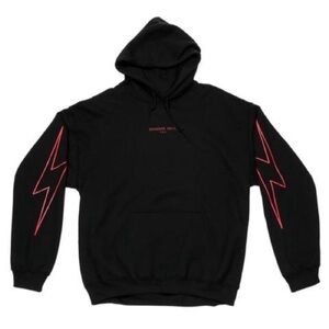 Shadow Hill U.S.A. Red Lightning Bolt Graphic Black Hoodie